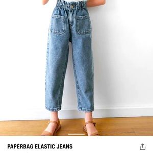Zara Girls size 11-12 Paperbag Elastic Jeans